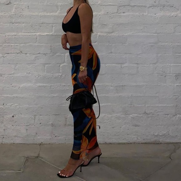 ISO LOUISA BALLOU MESH PRINTED MIDI PENCIL SKIRT COVER UP - Picture 3 of 6